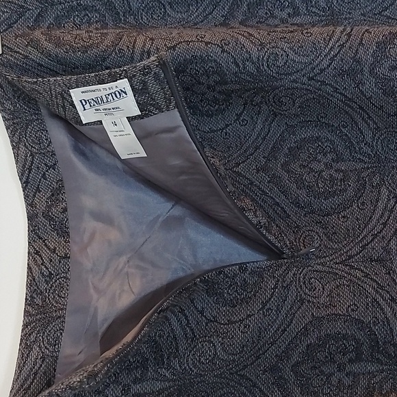 Vintage Pendleton Baroque Gray Wool Max Skirt Fully Lined Size 14 - Picture 5 of 7